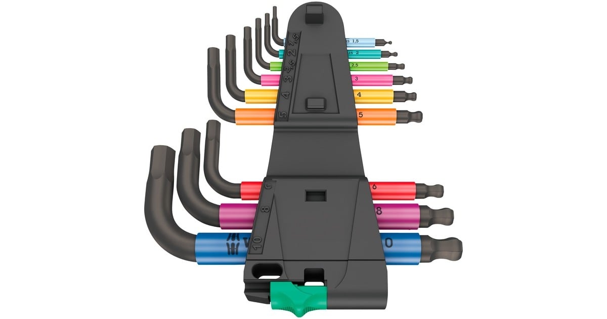 Wera950/9 Hex-Plus Multicolour 2 Stiftsleutelset, 9-delig  (metrisch, BlackLaser)