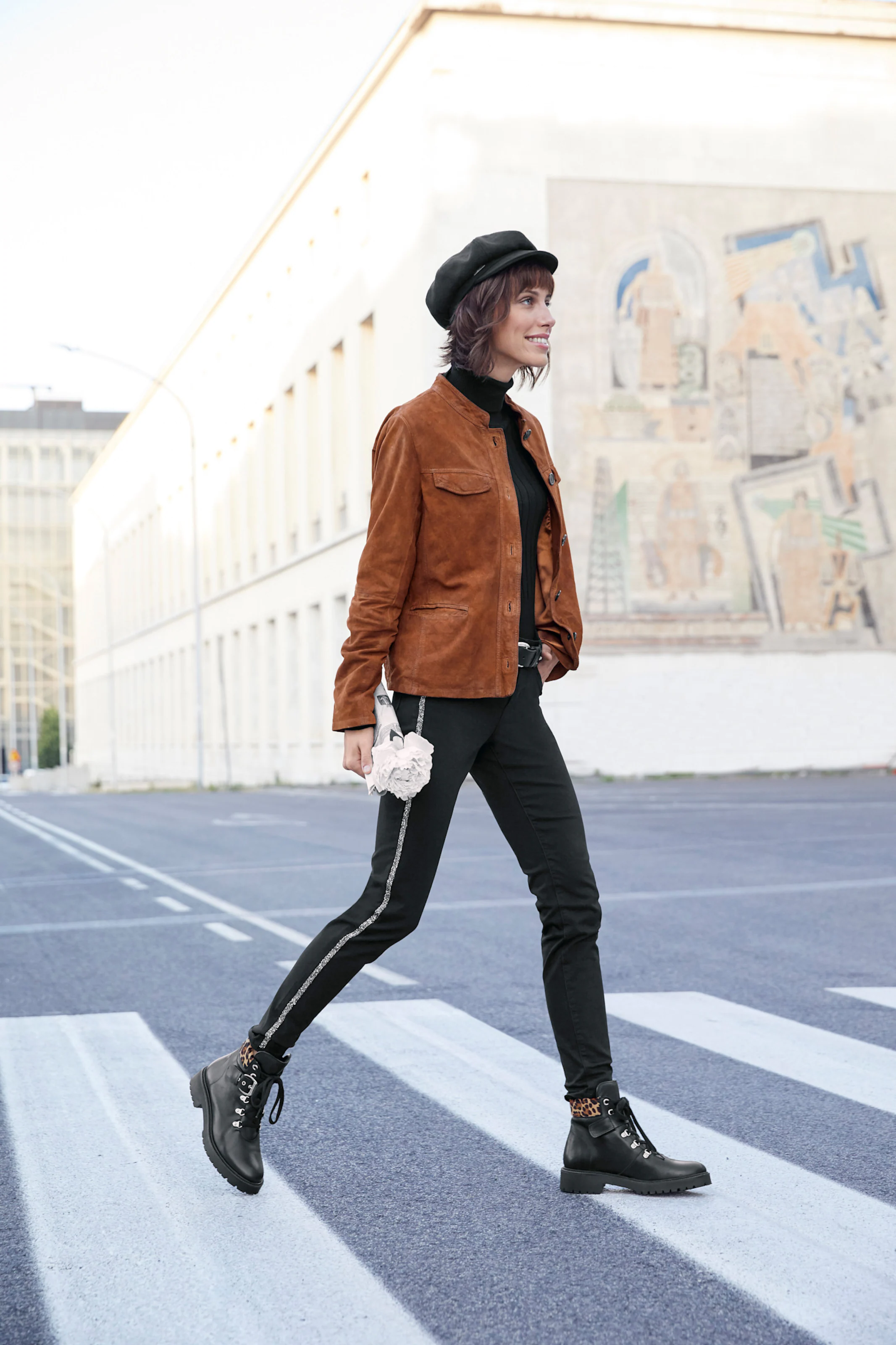 heine Leder-Jacke in cognac