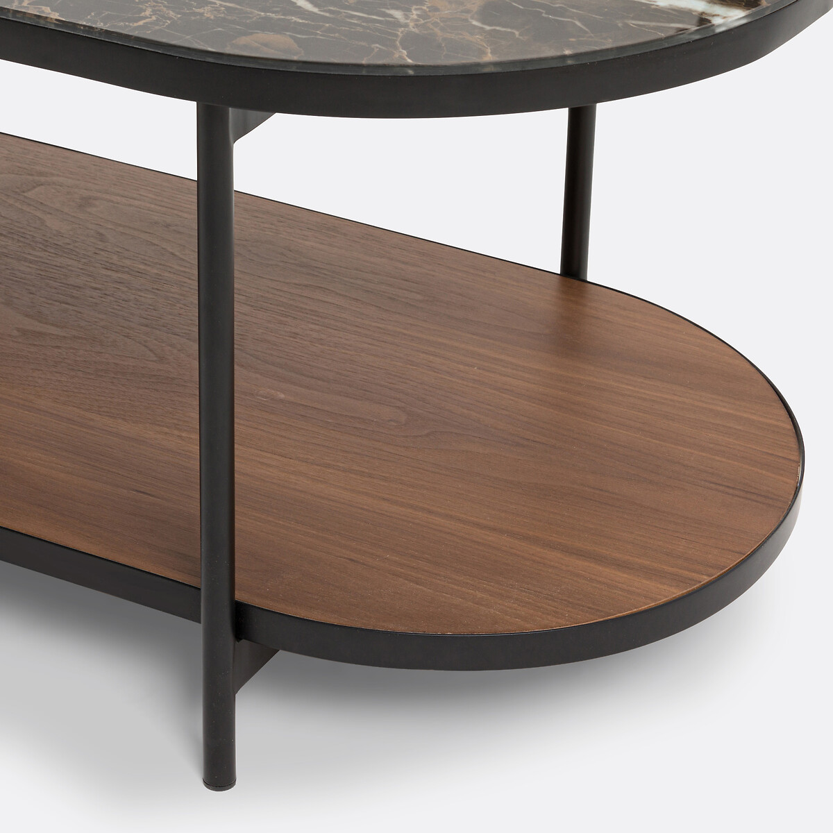 LA REDOUTE INTERIEURS<br>Mesa de centro com tampo de vidro e efeito mármore, Gil