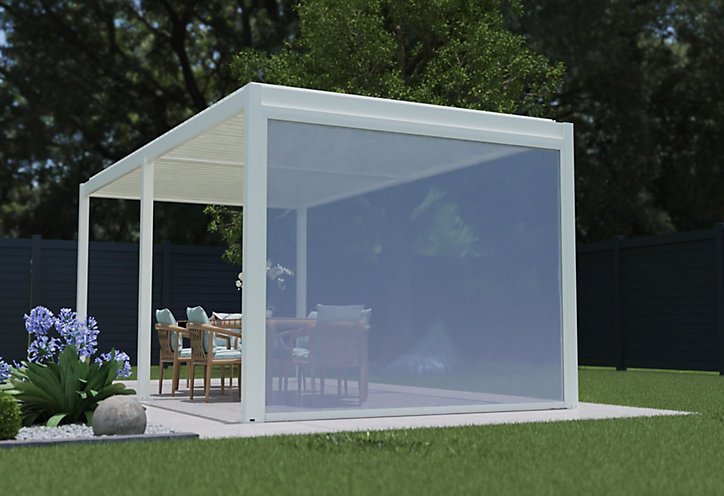 Store latéral pour pergola Cameo autoportante l. 2,88m Blanc