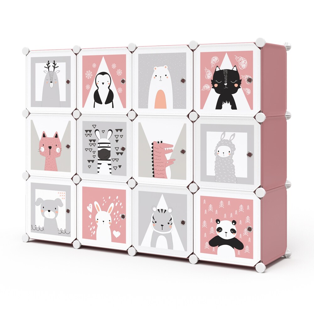 Vicco Kleiderschrank Andy Kinder rosa modular 12 Fächer Kleiderstange Steckregal