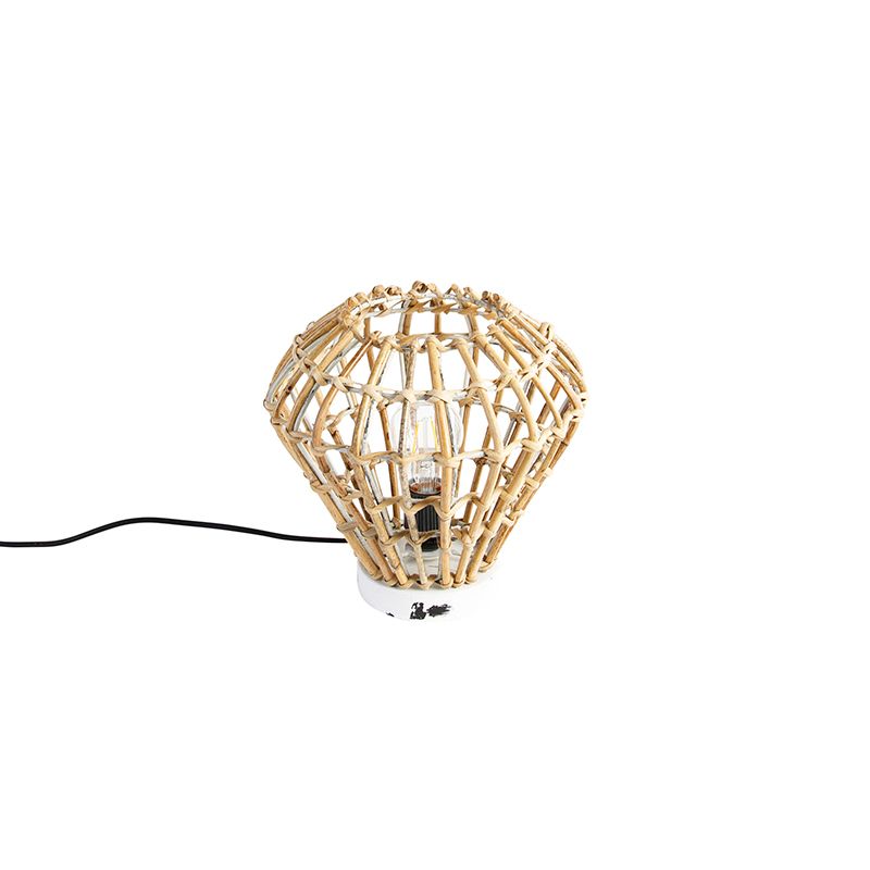 Landelijke tafellamp bamboe met wit - Canna Diamond