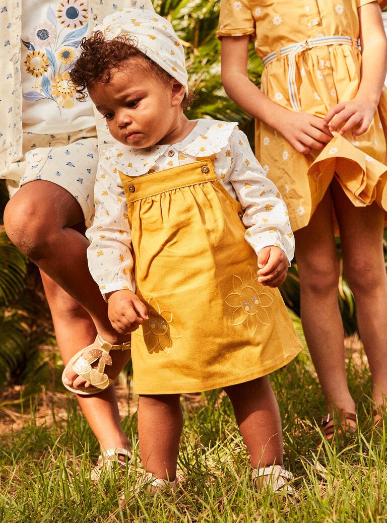 Robe chasuble en twill jaune miel