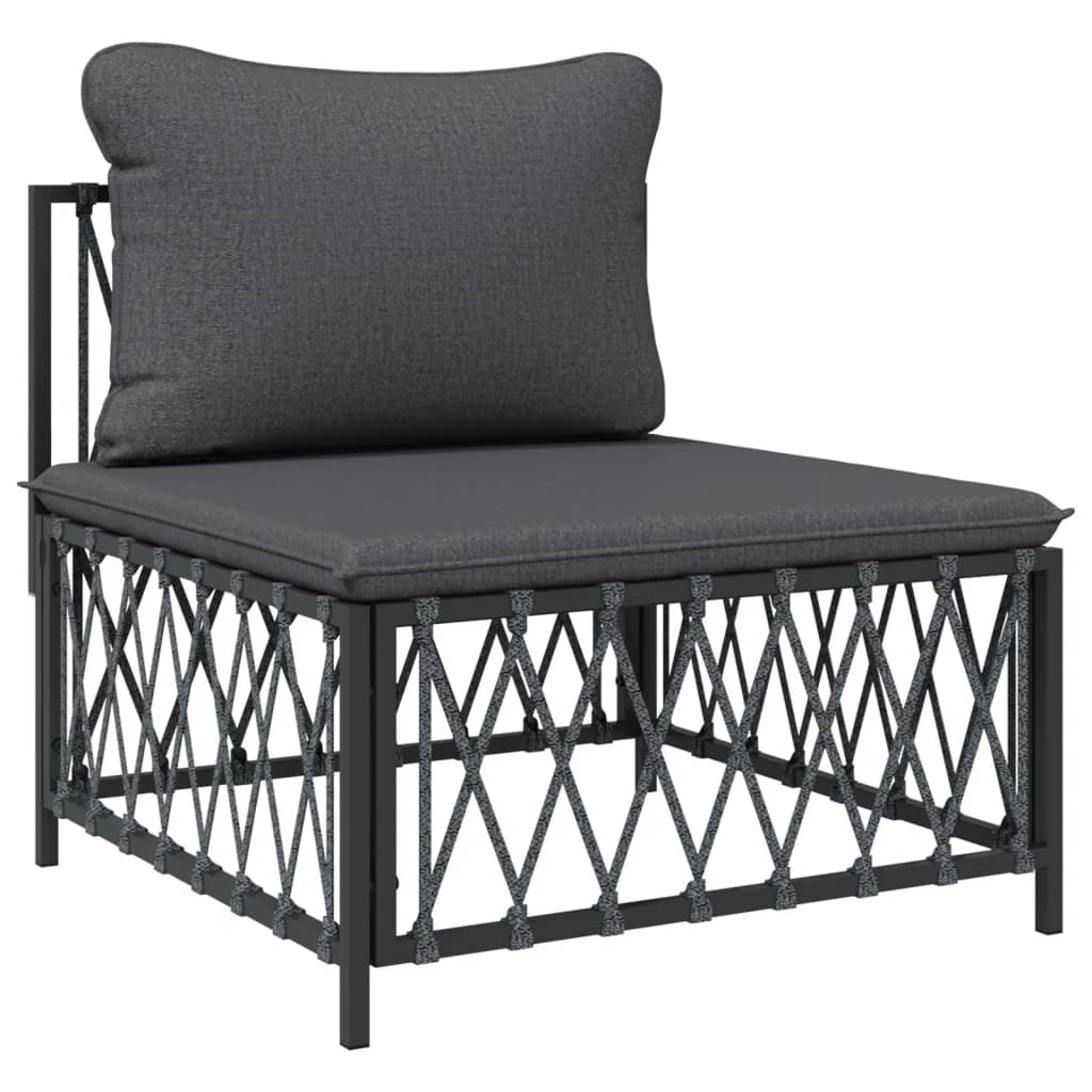 Salon de jardin meuble d'extérieur ensemble de mobilier avec coussins 10 pièces anthracite acier
