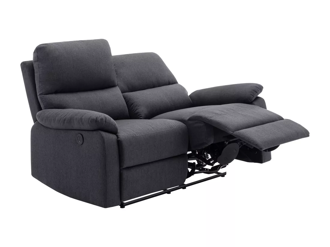 Canapé 3 places, 2 places et fauteuil relax électrique en tissu gris anthracite LUNANO