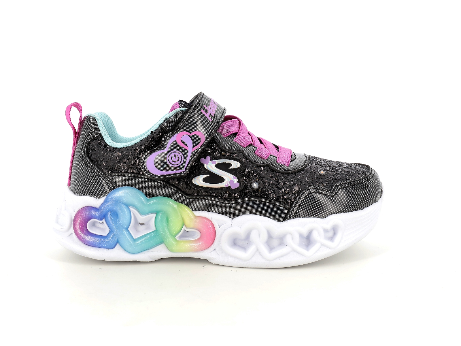 Skechers-INFINITE HEART LIGHTS Matières combinées Noir paillette