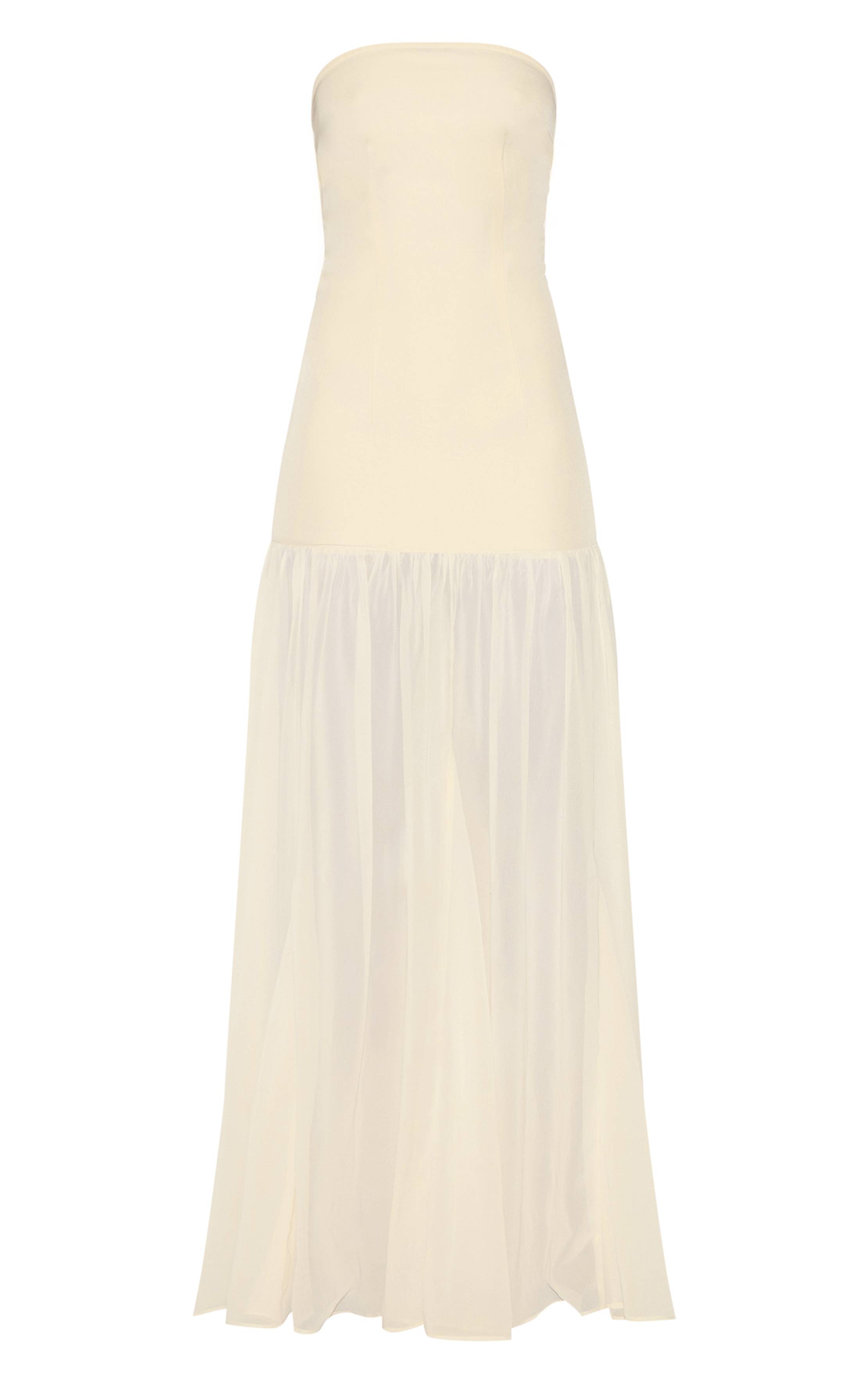 Amande Robe Longue Tall À Bandeau Avec Détails En Mousseline
