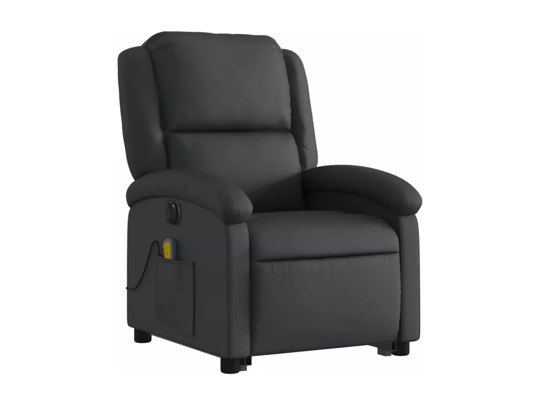 Fauteuil inclinable massant électrique noir cuir véritable