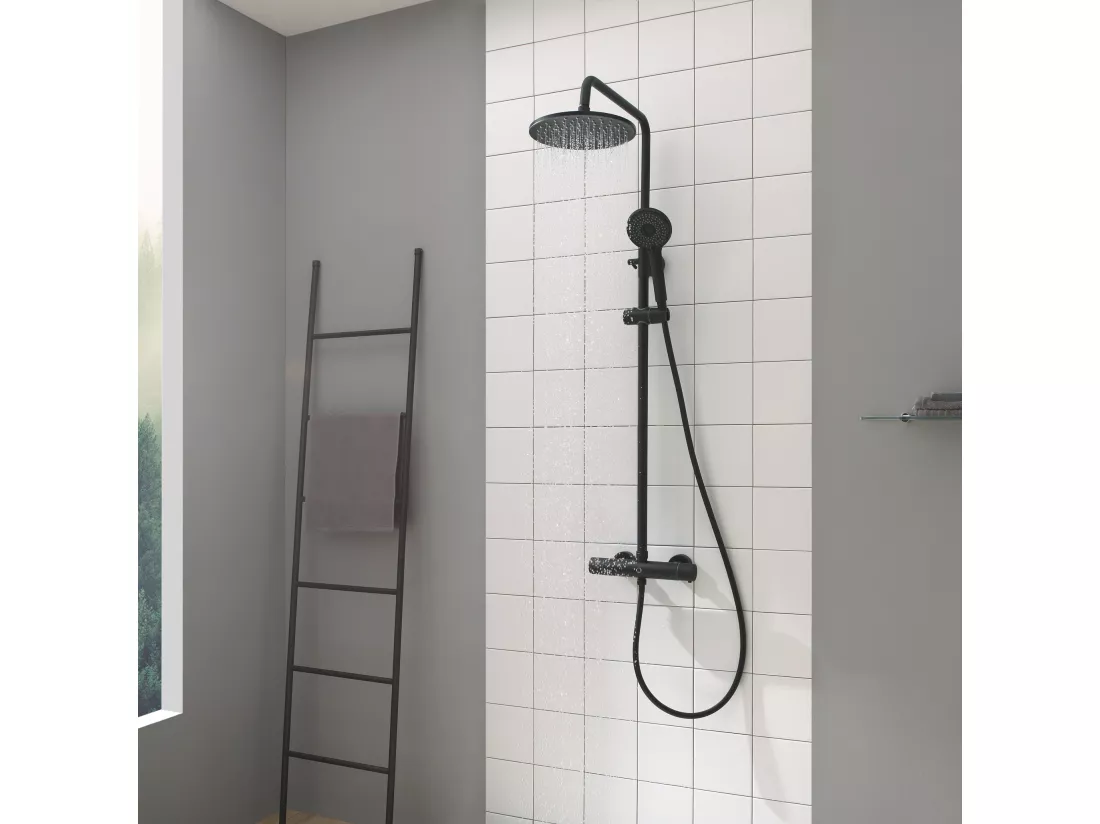 Cecipa max Noir Colonne de Douche Thermostatique avec Mitigeur Ensemble de Douche Hauteur Réglable Système Mitigeur Thermostatique Douche,EU Modèle
