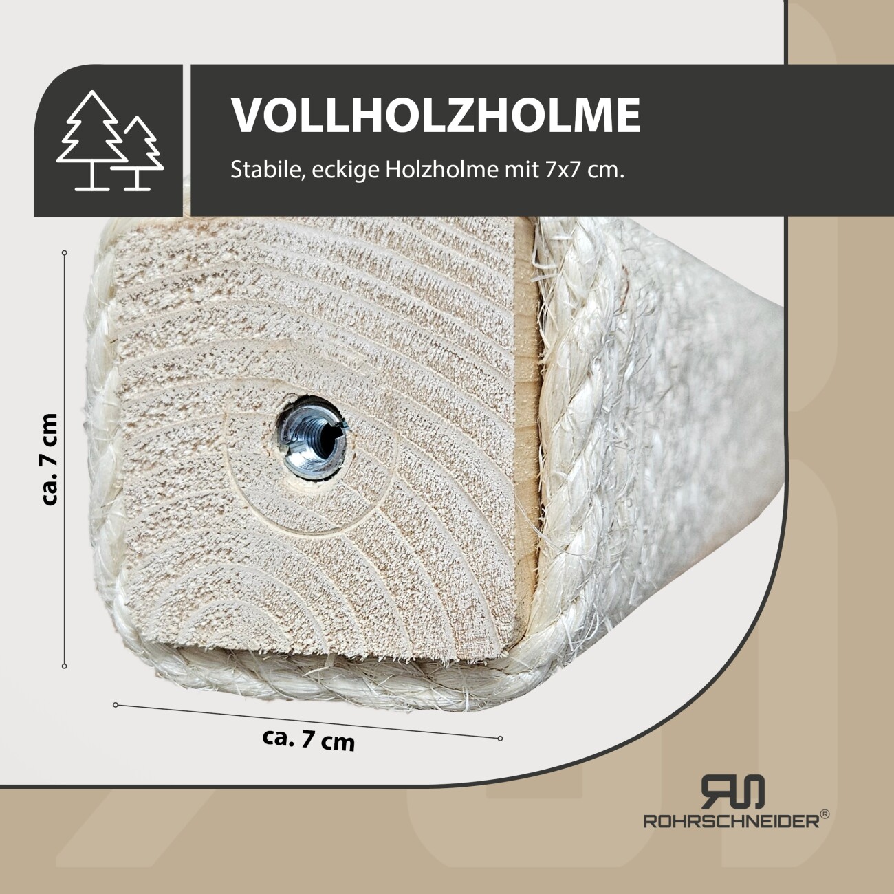 Rohrschneider ® Katzentreppe, Wandelement für Katzen mit starkem Sisalseil, 2-er Set sandbraun