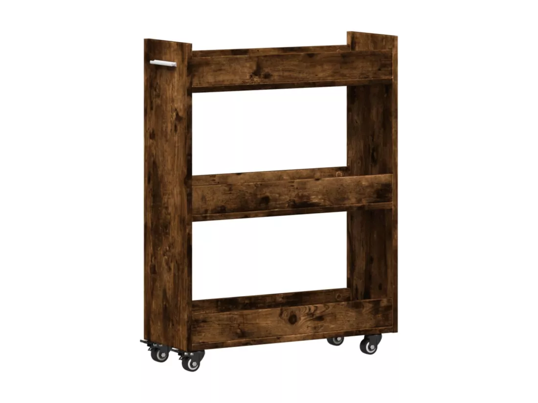 Armoire avec roues chêne fumé 60x22x79 cm bois d'ingénierie