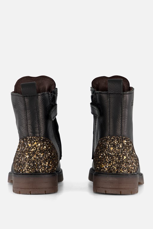 Clic! Enkellaarsjes Glitter zwart Leer