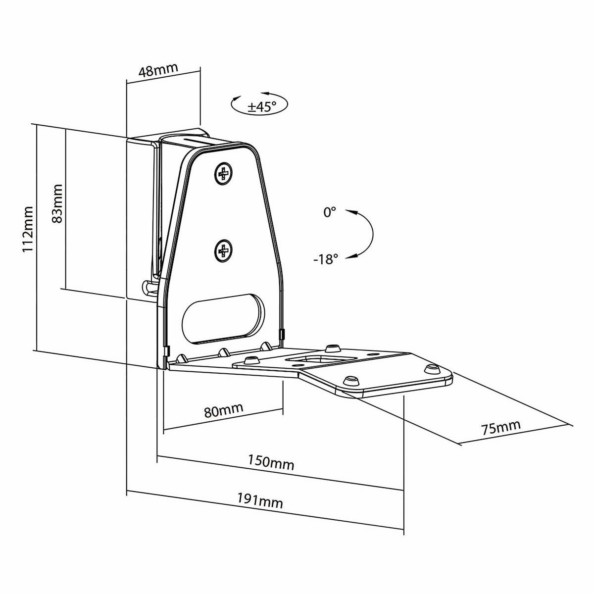 Nedis Speaker Mount | Kompatibel med: Sonos® Era300 | Vegg | 5 kg | Tilt / Vribar | Tiltbar | Roterbar | ABS / Metall | Sort