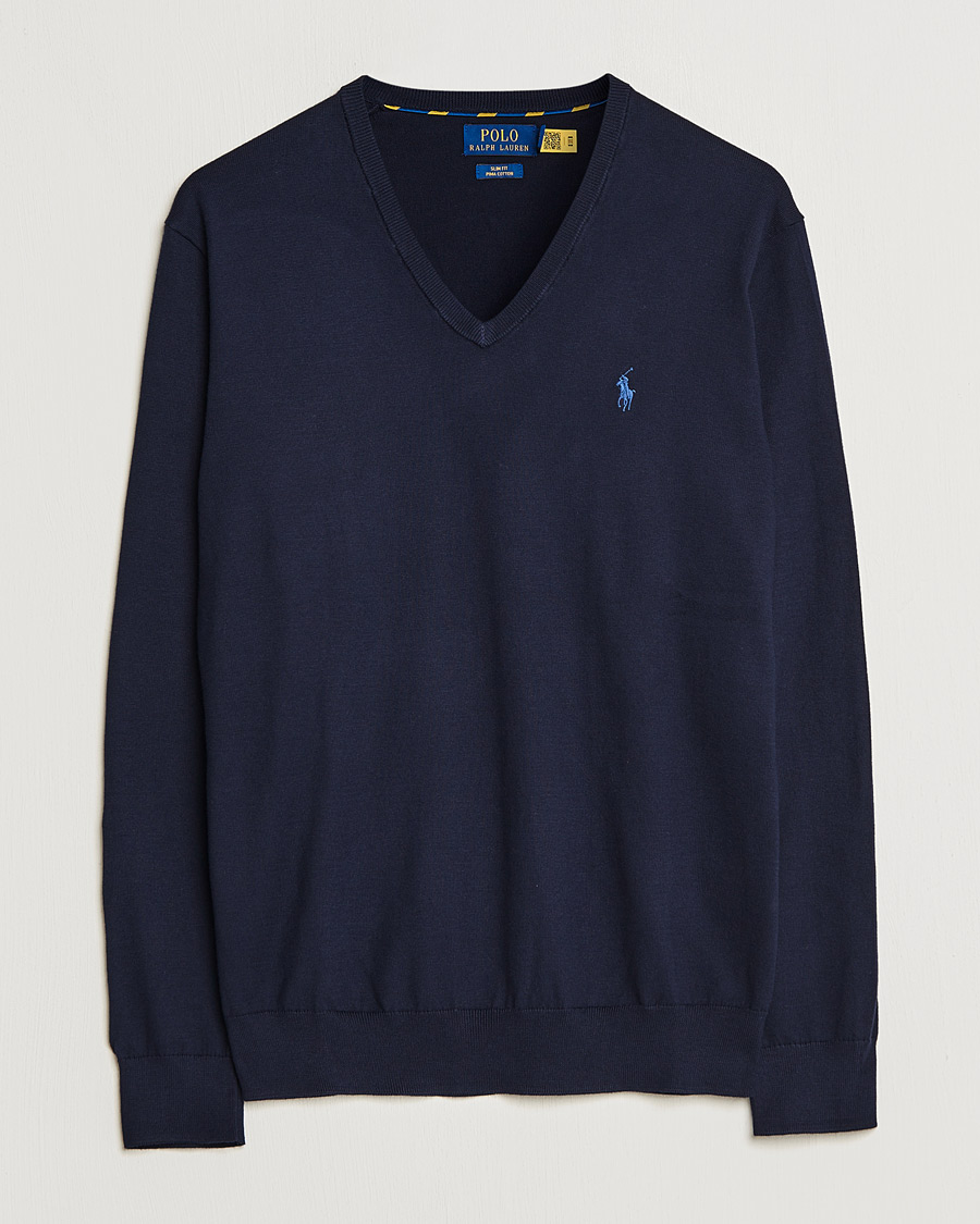Polo Ralph Lauren Pima Cotton V-neck Pullover Hunter Navy