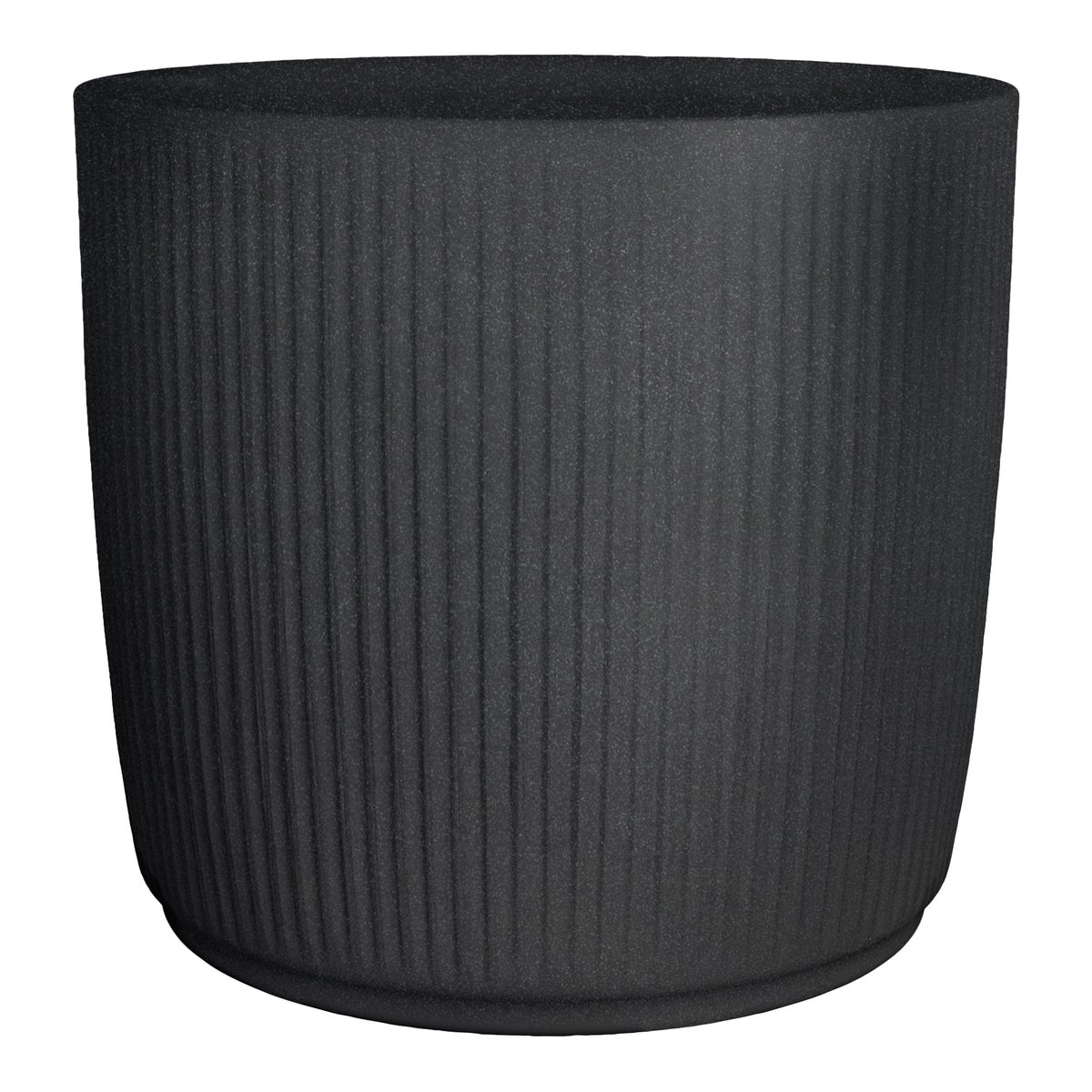 Scheurich Linetto 40, plantenbak/bloempot, rond, van kunststof, kleur: Stony Black, diameter 38,6 cm, hoogte 35,3 cm, inhoud 35 l.