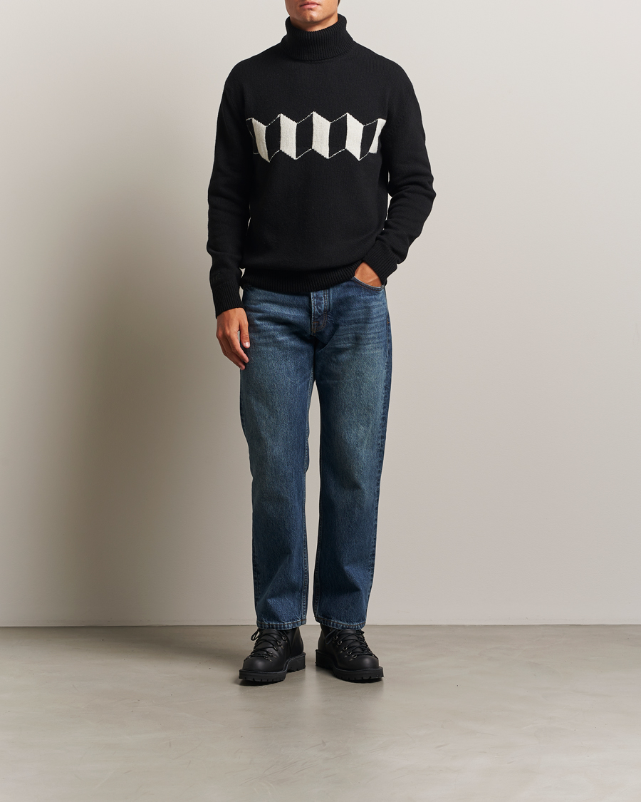 Baracuta Flag Logo Wool Turtleneck Black