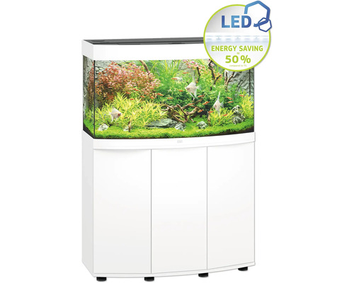 JUWEL Vision 180 SBX aquariumcombinatie met ledverlichting, verwarming, filter en witte kast inclusief starterset met omgekeerde osmose-installatie, Easy Life verzorgingsset, tropische voeding, grind, Deponit Mix, digitale thermometer, grindzuiger, p