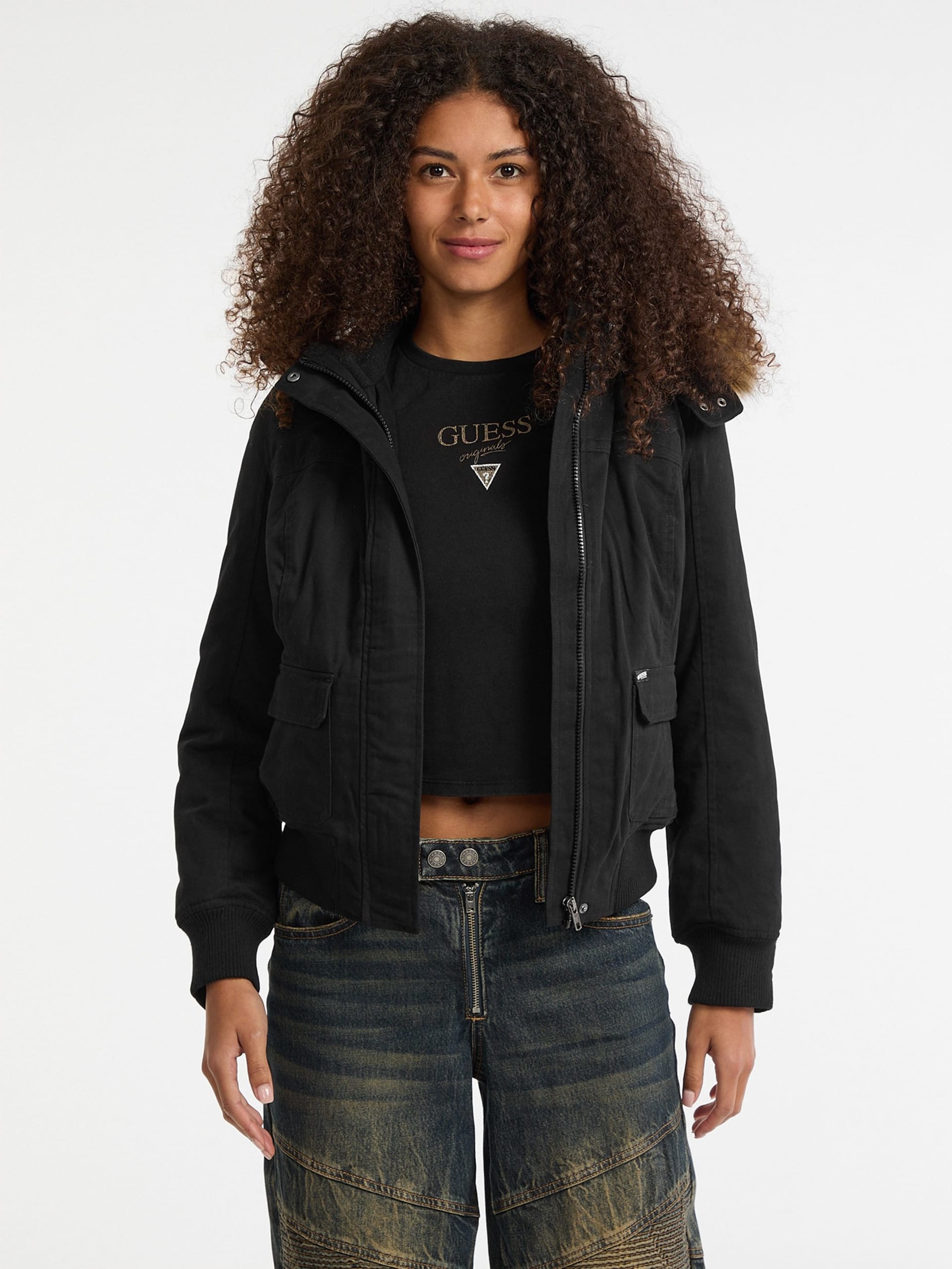 Parka com capuz em pele sintética ecológica da GUESS Originals
