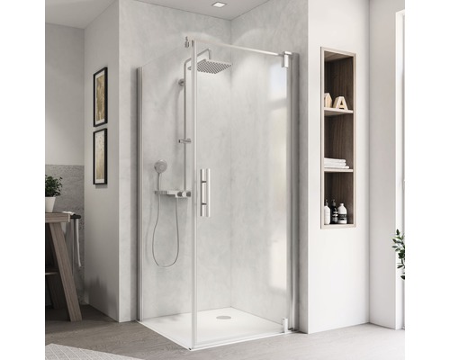 Draaideur voor zijwand Breuer Europa Design 80 cm, rechtsdraaiend, helder glas, profielkleur chroom