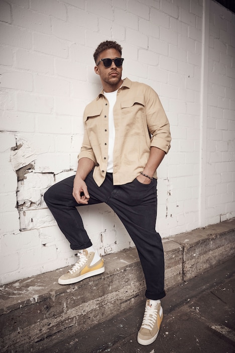 STHUGE Leinenmix-Hemd, Overshirt, Langarm, Kentkragen, bis 8 XL
