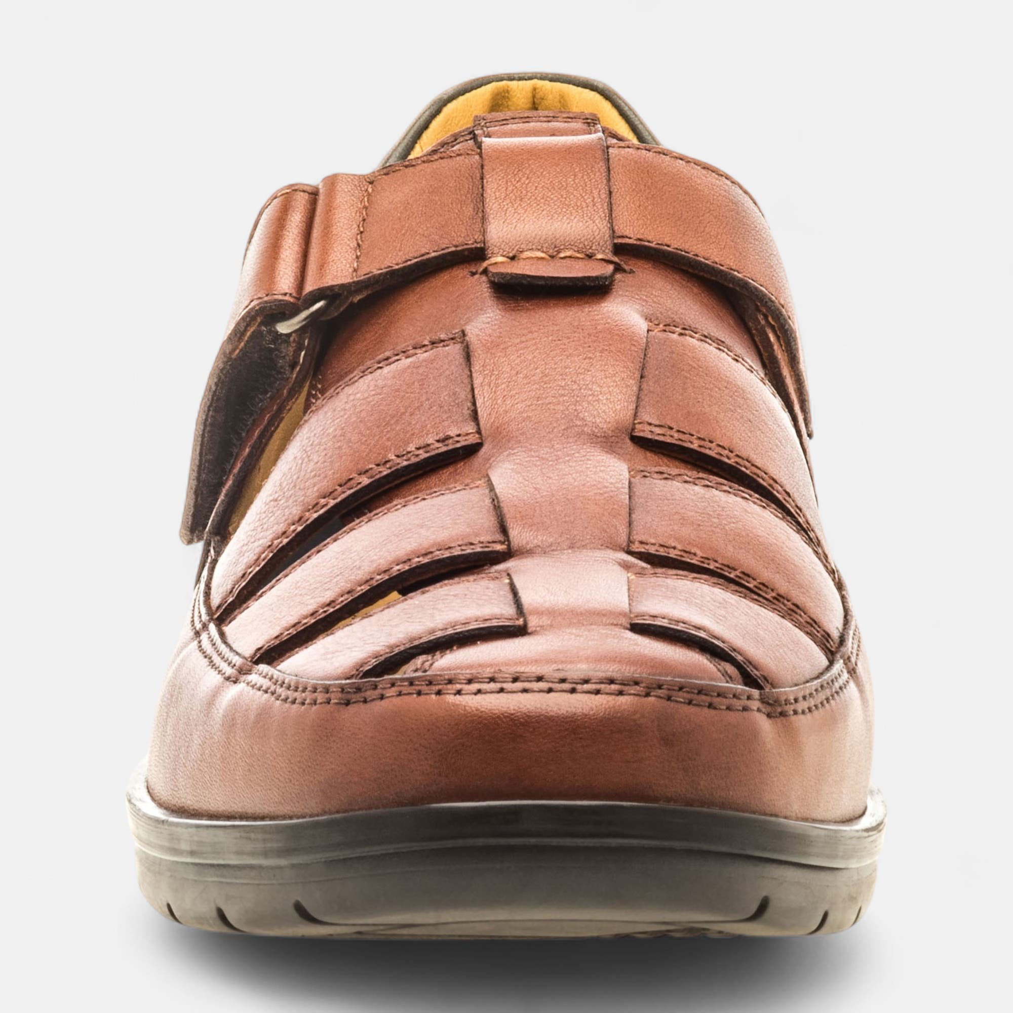 Nu-pieds confort Homme en cuir cognac
