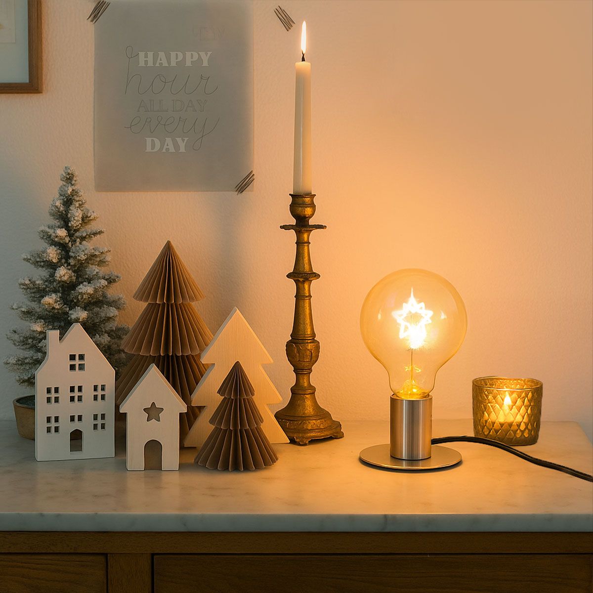 Kerst E27 LED lamp ster filament G95 amber 1.8W 50 lm 1800K
