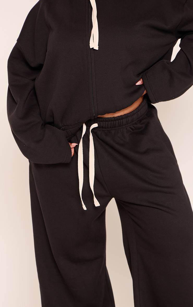 Noir Joggers Grande Taille À Cordon Contrasté
