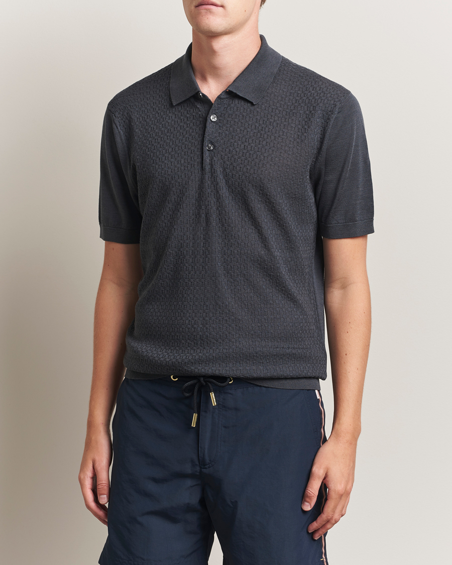 Orlebar Brown Burnham Silk/Cotton Polo Granite