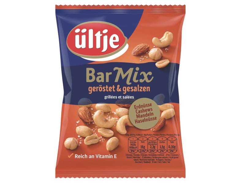 Ültje Apéro Bar Mix geröstet gesalzen 200 g Mischung aus Erdnusskernen, Cashews-Kerne, Mandeln, Haselnüsse , geröstet und gesalzen
