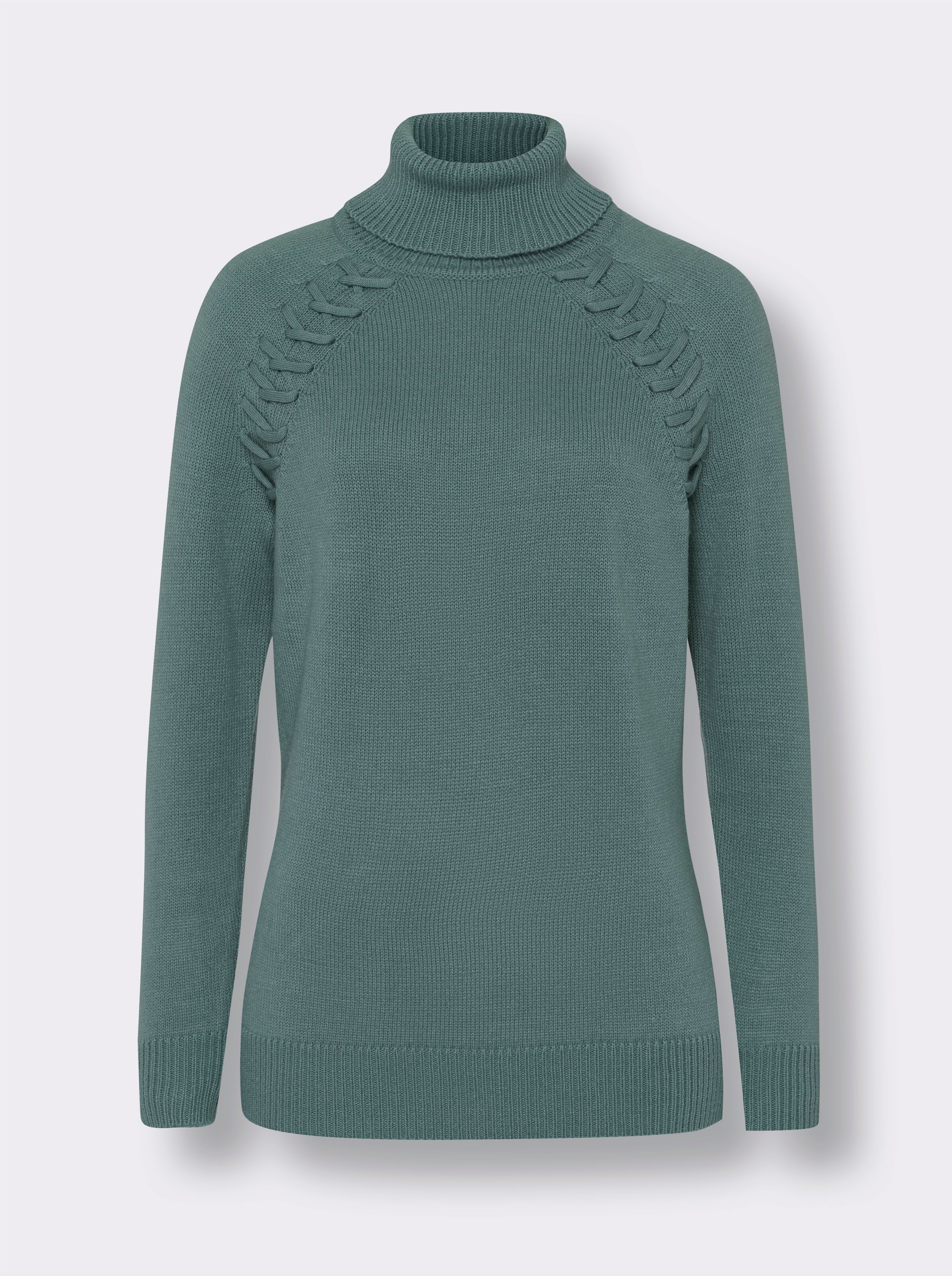 Rollkragenpullover mit Zierband-Detail