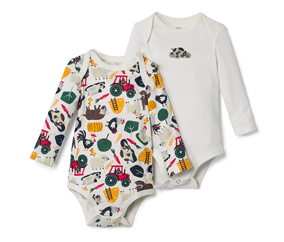 2 Baby-Langarmbodys