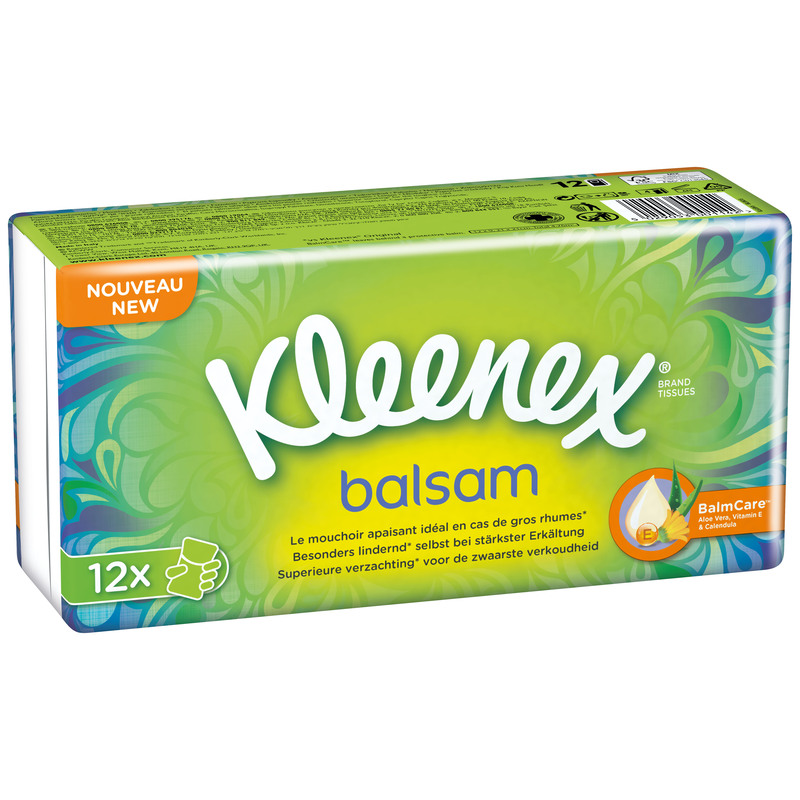 Kleenex Taschentücher Balsam, weiss, 12 Pack à 9 Stück
