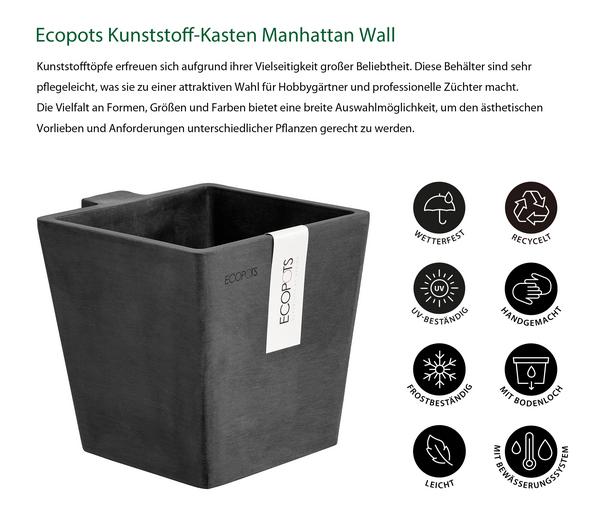 Ecopots Kunststoff-Kasten Manhattan Wall mit