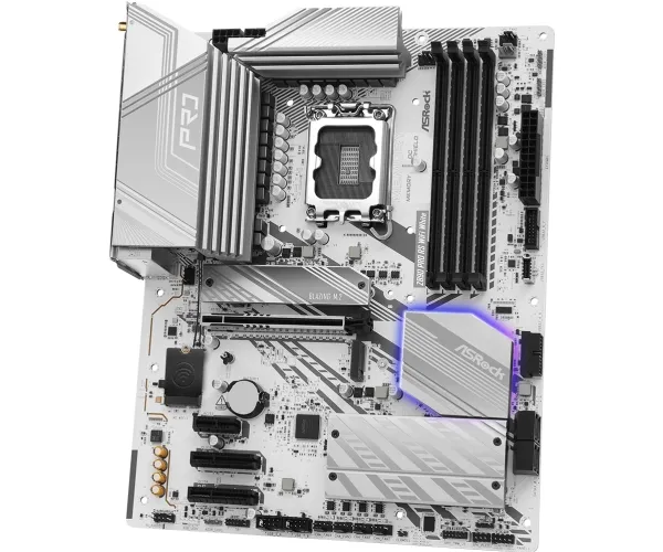 ASRock Z890 Pro RS WiFi White - Bundkort - ATX - LGA1851 sokkel - Z890 Chipset - USB4, USB-C 3.2 Gen 2x2, USB 3.2 Gen 2, USB 3.2 Gen 1 - 2.5 Gigabit LAN, Bluetooth, Wi-Fi 6E - onboard grafik (CPU påkrævet) - HD Audio (8-kanaler)