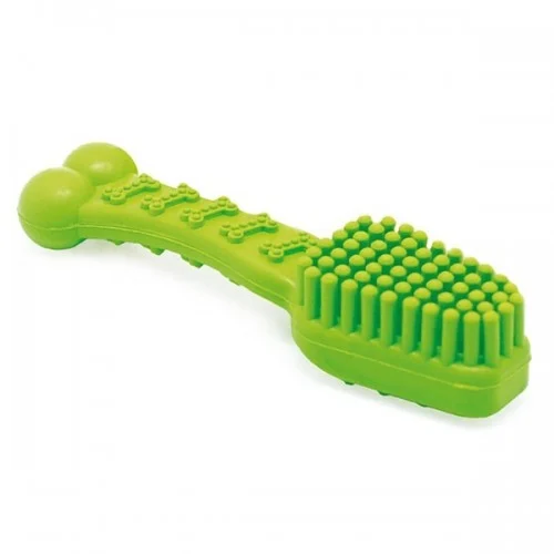 Escova de dentes de borracha verde para cães