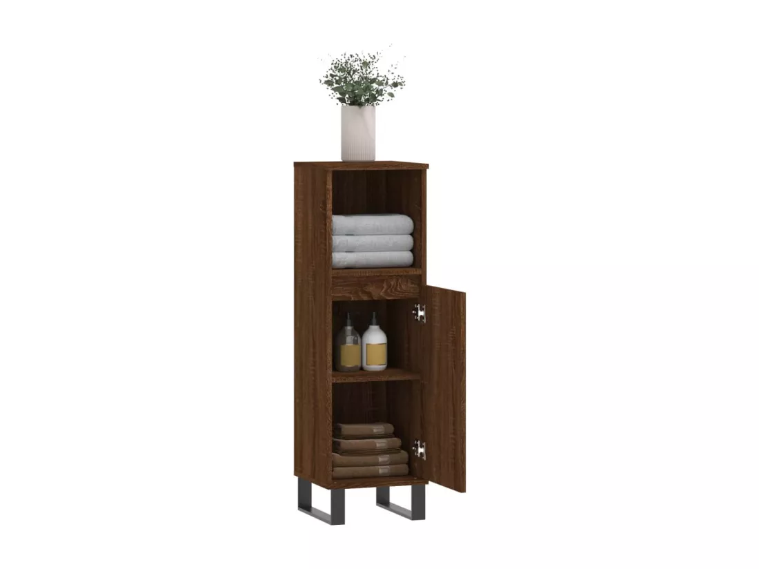 Armoire de bain chêne marron 30x30x100 cm bois d'ingénierie