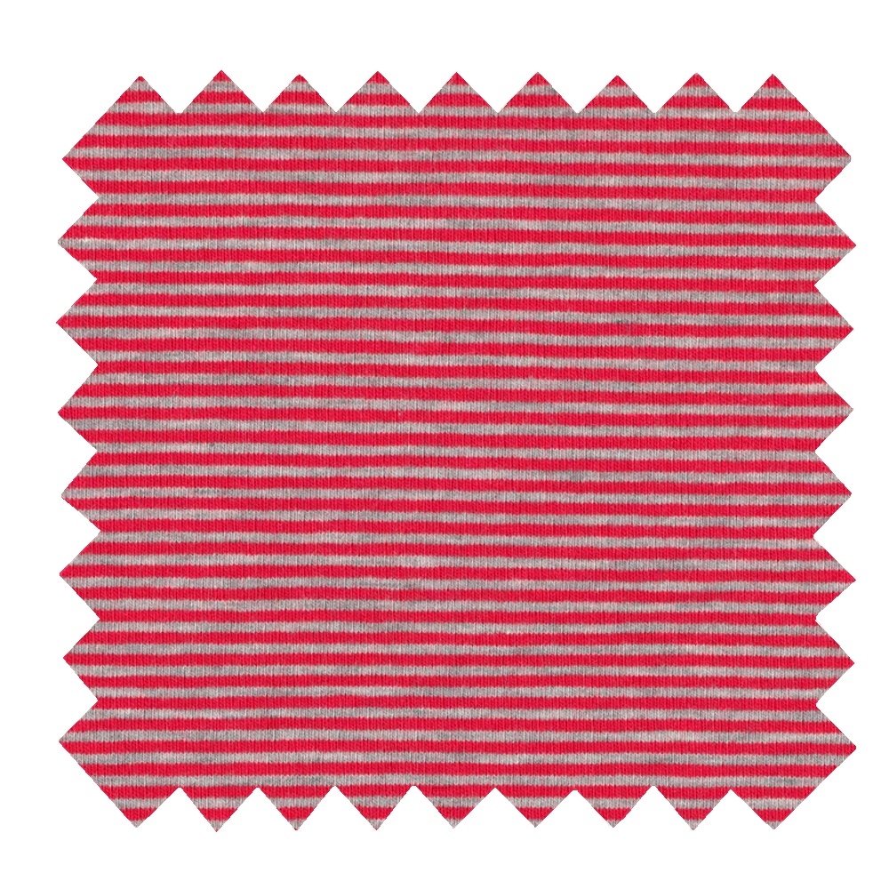 Tissu Jersey Rayé Gris Rouge
