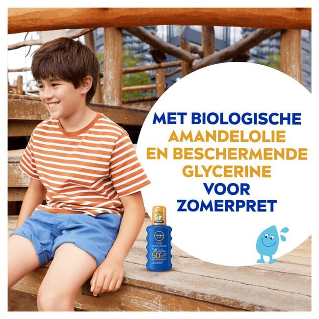 NIVEA SUN Kids Zonnebrand Hydraterende Groen Gekleurde Zonnespray SPF 50+ 200 ML