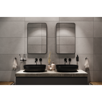 Haceka badkamerspiegel Deco mat zwart 80 x 55 cm rechthoek afgeronde hoeken
