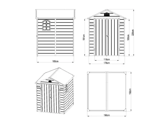 Abri de jardin en résine gris 3,65 m² CESIO