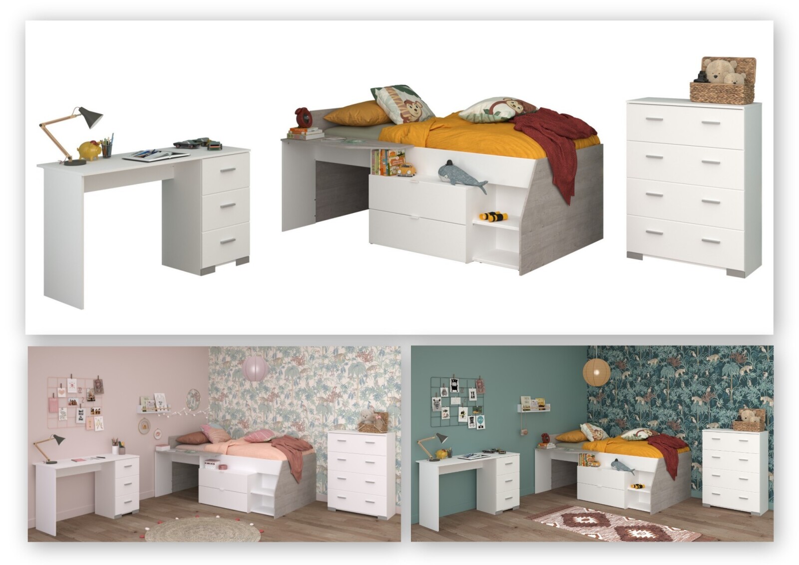 3-teiliges Kinderzimmer-Set MILKY 15 - mit Kommode