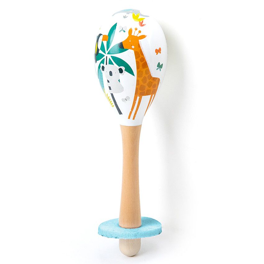 Grande maraca en bois Crazy Jungle - Ecru
