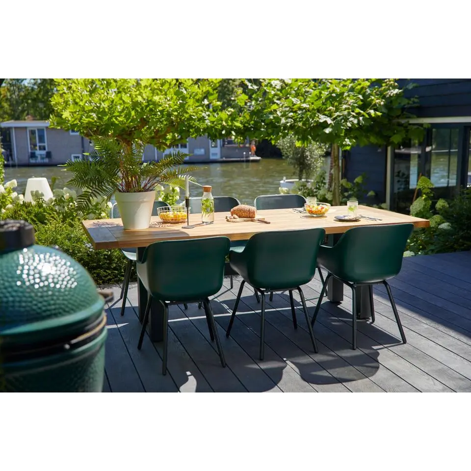 Hartman Heron dining tuintafel 240x100 cm. - Zwart/Teak