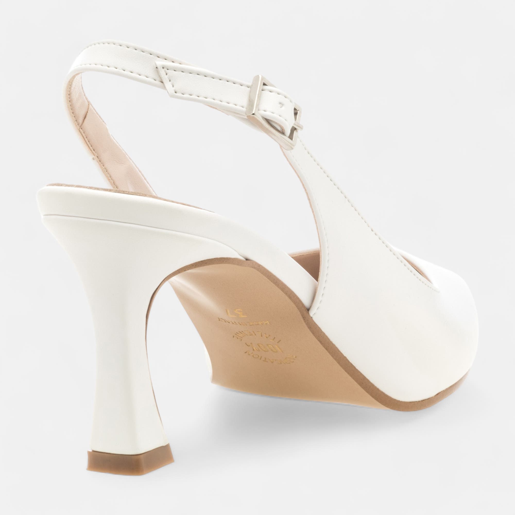 Escarpins avec bride arrière à talon Femme blanc