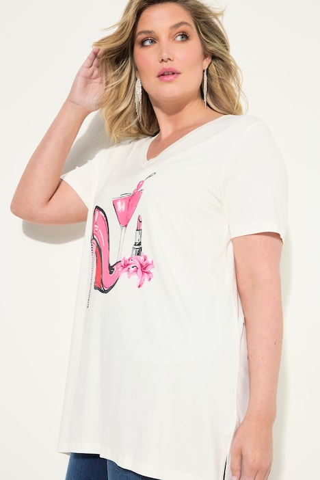 T-Shirt, A-Linie, Pumps-Motiv, Halbarm