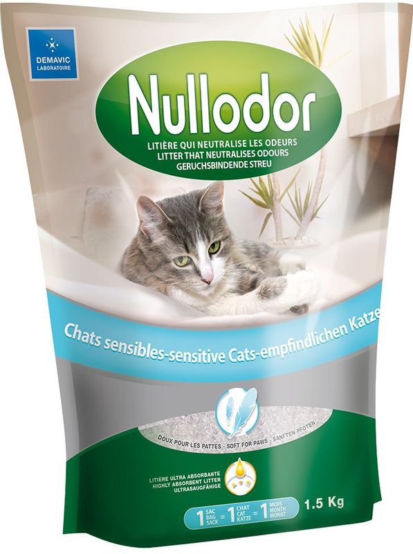 1,5kg Nullodor Sensitive kattenbakvulling
