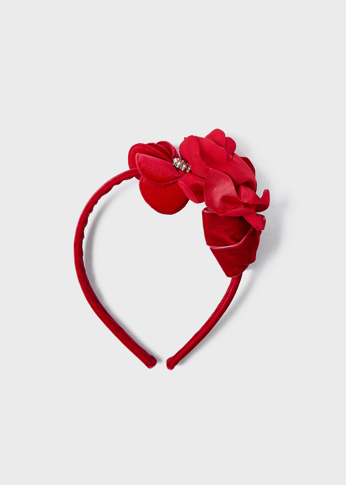 Tiara floral de veludo para meninas