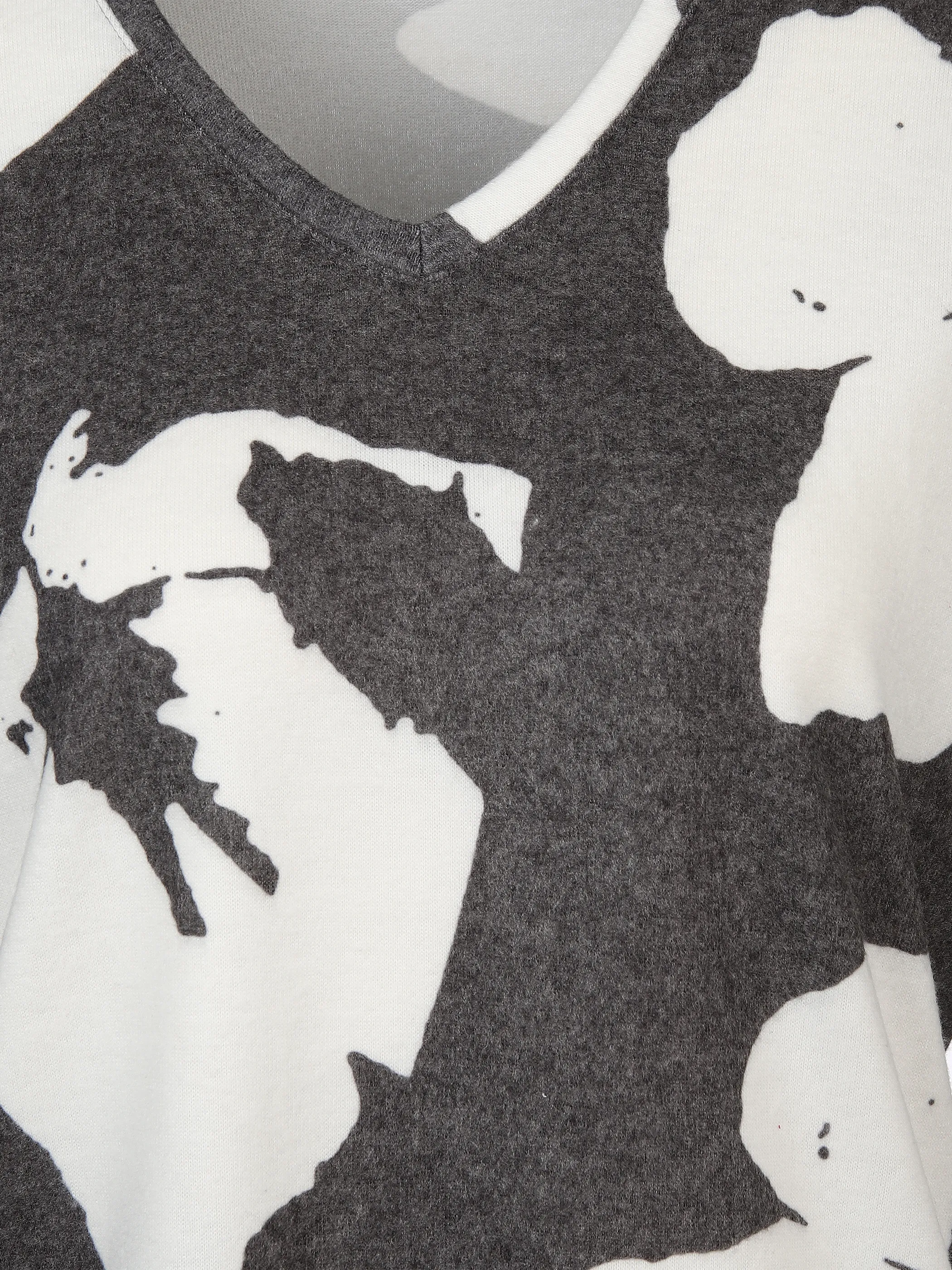Damen Flauschshirt mit V-Ausschnitt