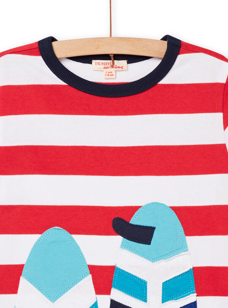 T-shirt à rayures manches courtes rouge enfant garçon