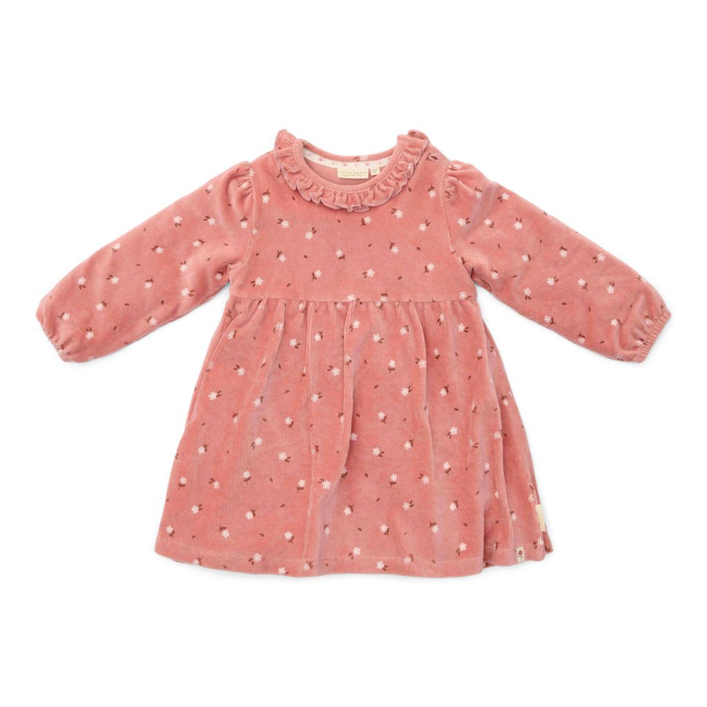 Little Dutch gebloemde corduroy kokerjurk roze